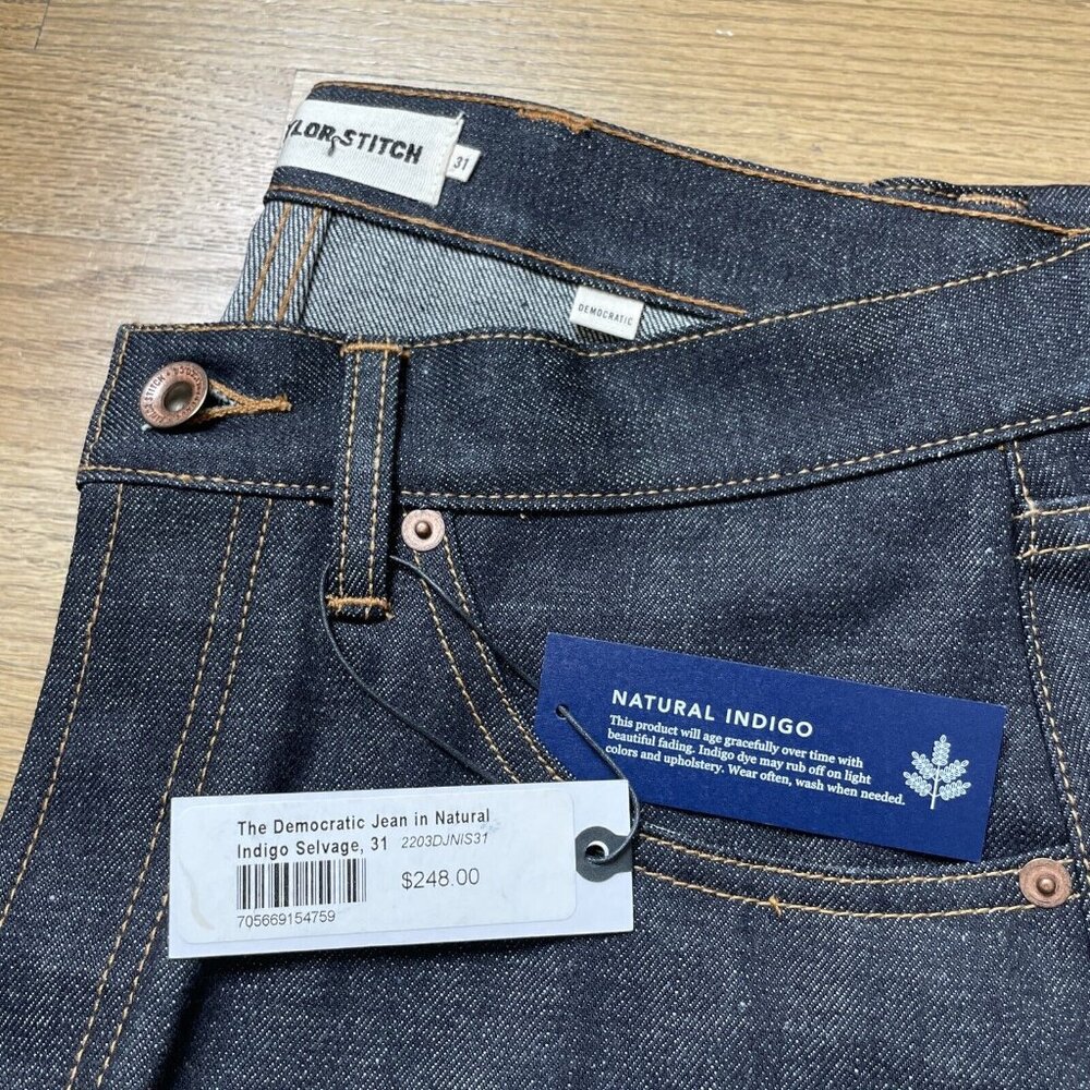 TAYLOR STITCH The Democratic Natural Indigo Selvage Denim Jeans Sz 31x34 $248 - Picture 3 of 13